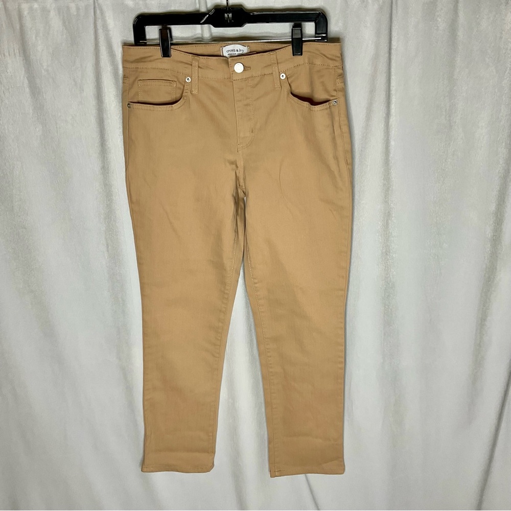Crown & Ivy Straight Tan Jeans Pants Size 8